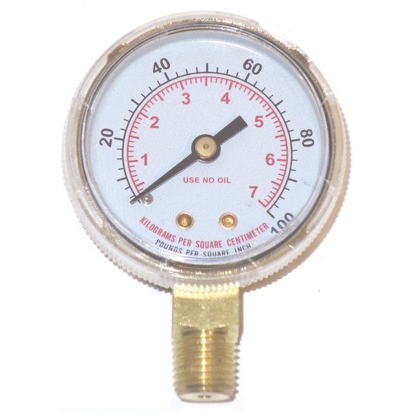 Powerweld Replacement Gauge, 2-1/2" x 100 PSI, 1/4" NPT Inlet A100